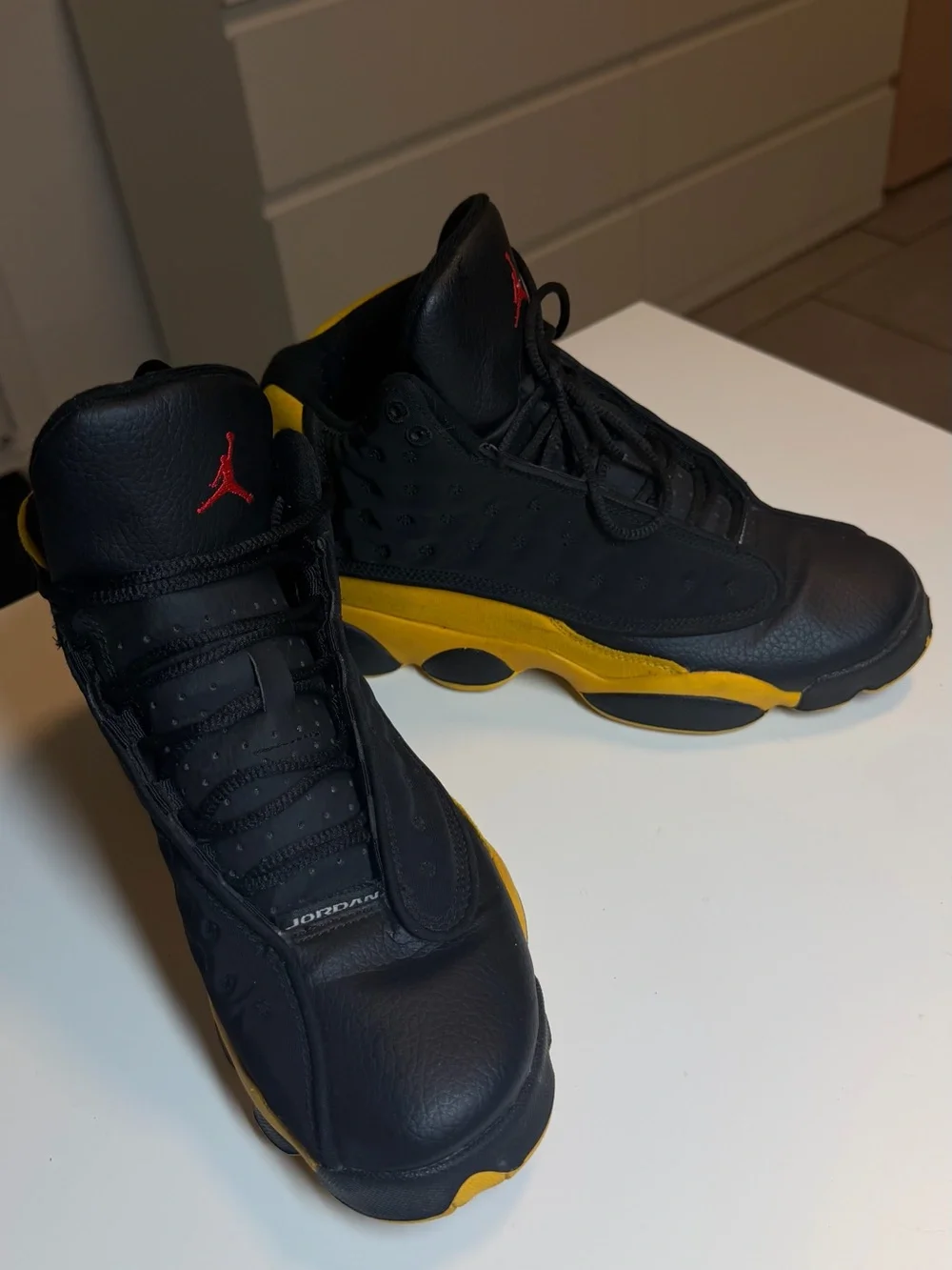 Jordan Black and Yellow High-Top Sneakers